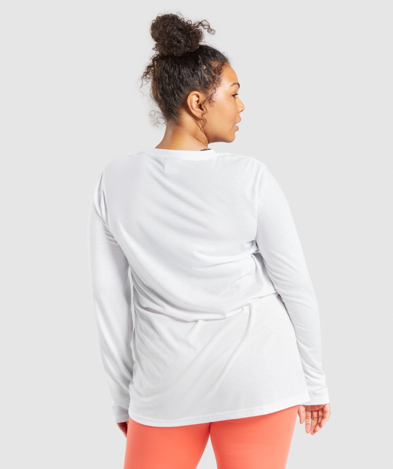 Gymshark Treningowa Koszulka Oversize Z Długim Rękawem Biała