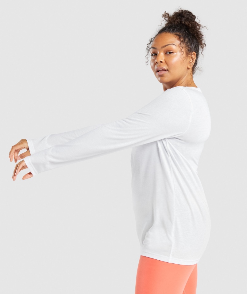 Gymshark Treningowa Koszulka Oversize Z Długim Rękawem Biała