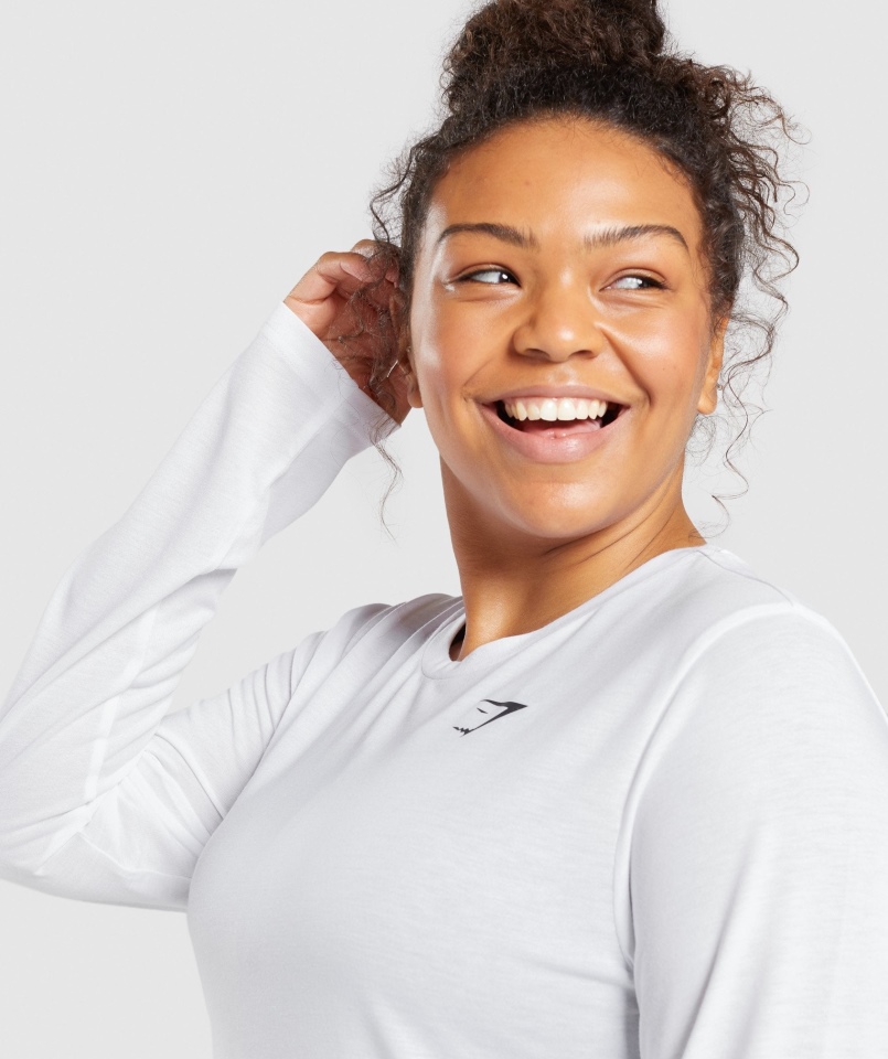 Gymshark Treningowa Koszulka Oversize Z Długim Rękawem Biała