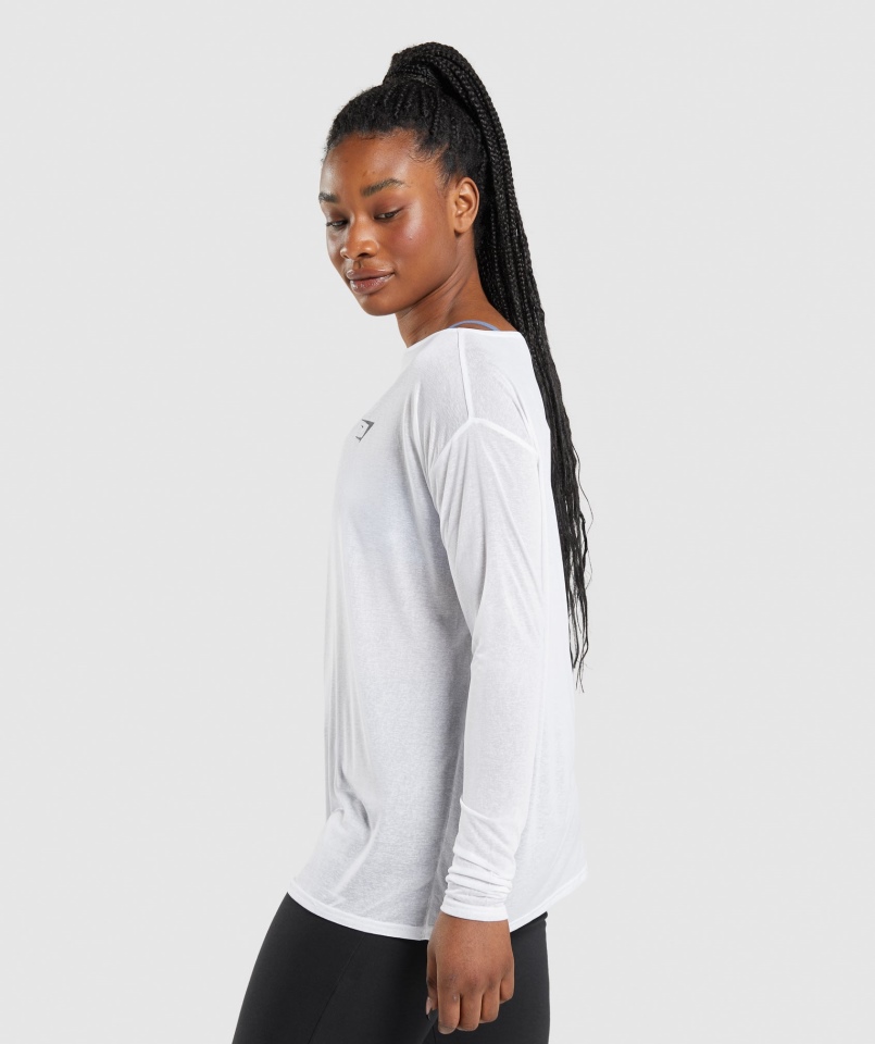Gymshark Treningowa Koszulka Z Długim Rękawem Damska Biała