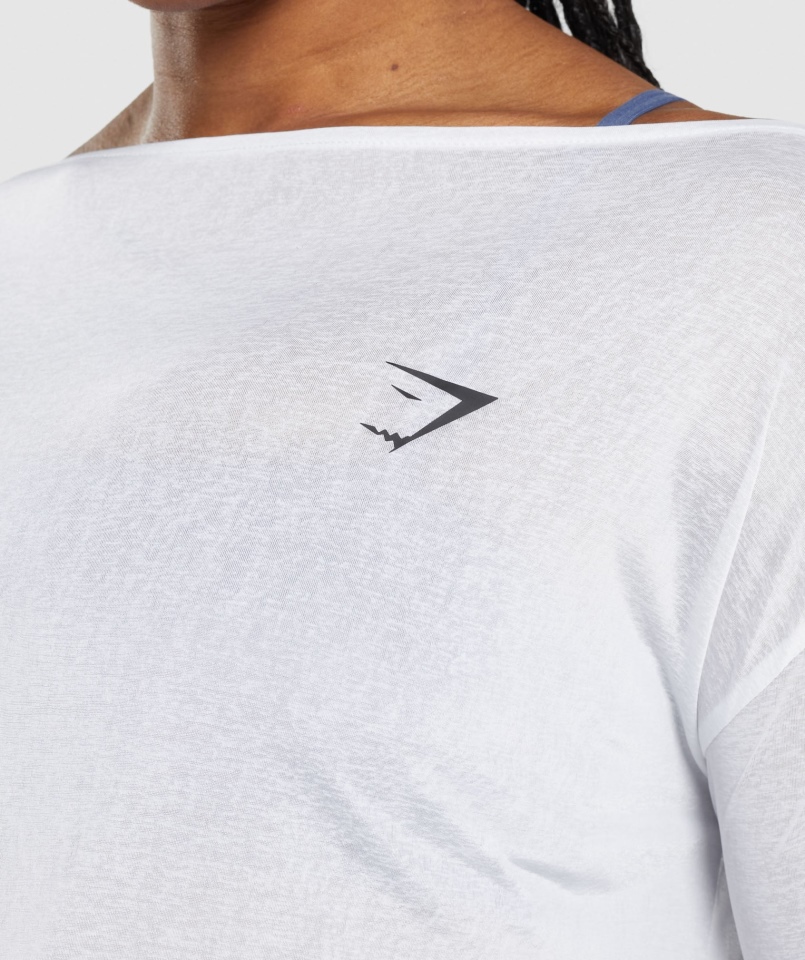 Gymshark Treningowa Koszulka Z Długim Rękawem Damska Biała