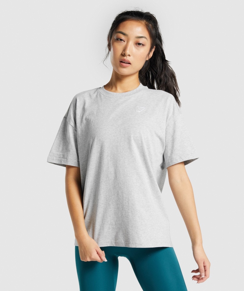 Gymshark Treningowa Koszulka Oversize Jasnoszara Marl