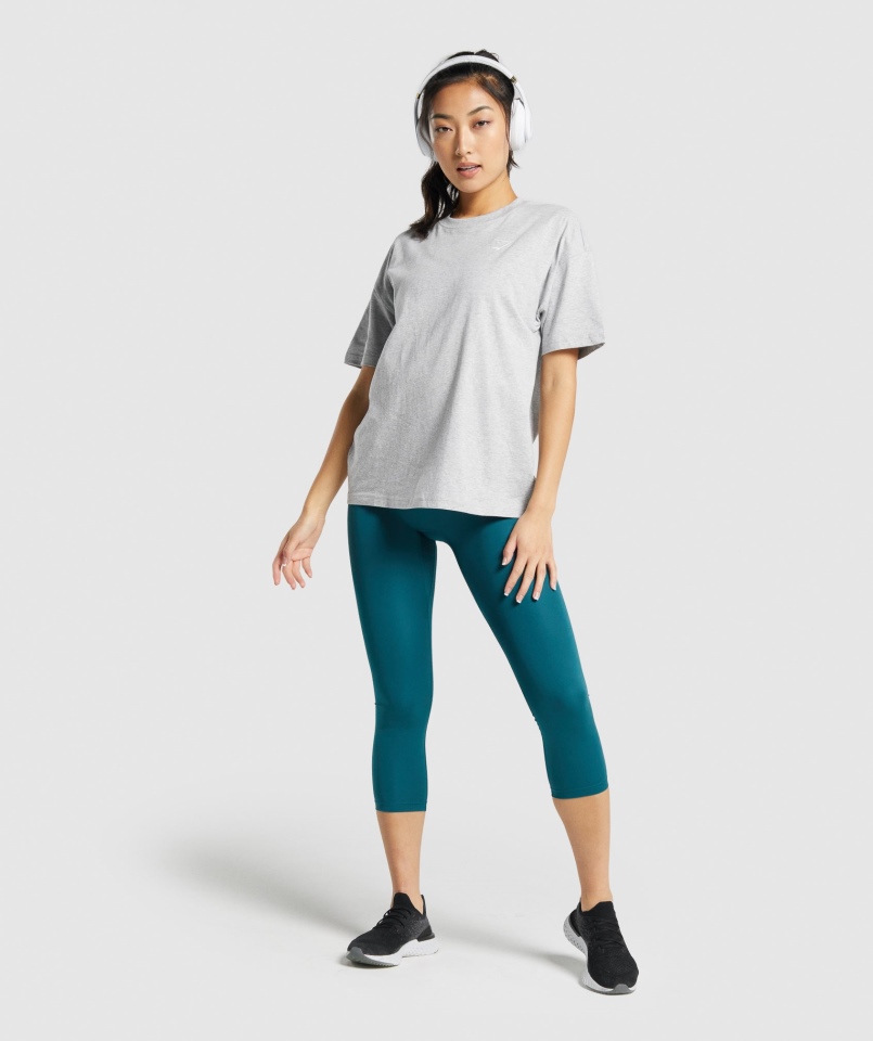 Gymshark Treningowa Koszulka Oversize Jasnoszara Marl