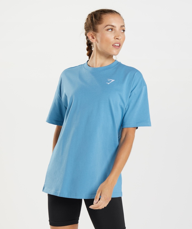 Gymshark Treningowa Koszulka Oversize W Kolorze Przybrzeżnym Niebieskim