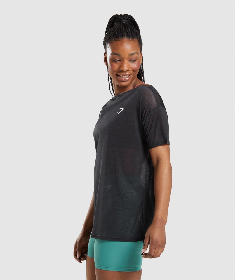 Gymshark Trening Oversize Top Czarny