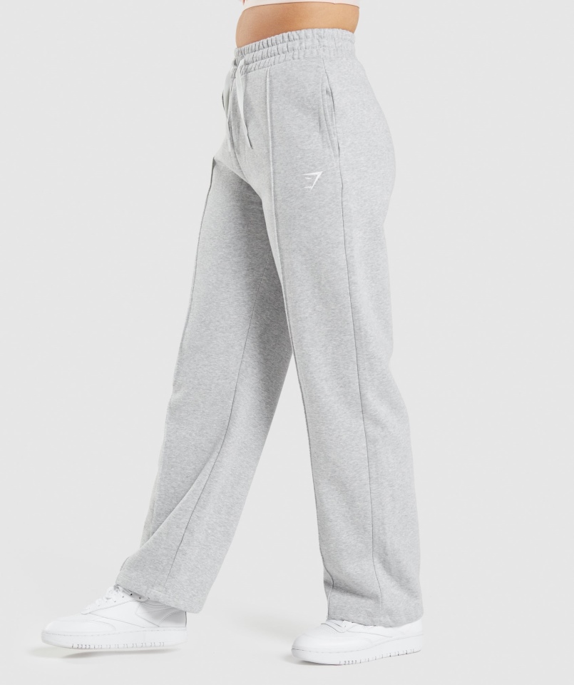 Gymshark Treningowe Joggery Z Prostymi Nogawkami Jasnoszare Marl
