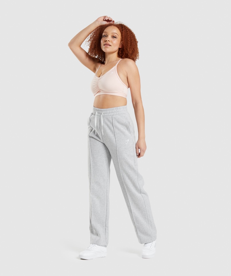 Gymshark Treningowe Joggery Z Prostymi Nogawkami Jasnoszare Marl