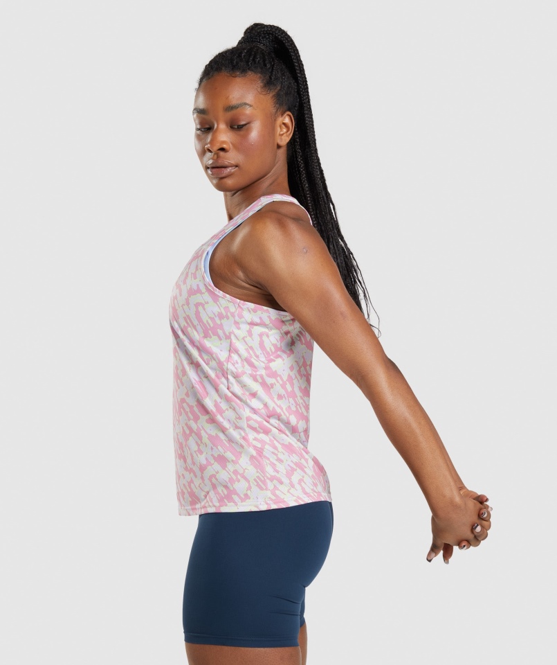 Tank Treningowy Gymshark Różowy Nadruk