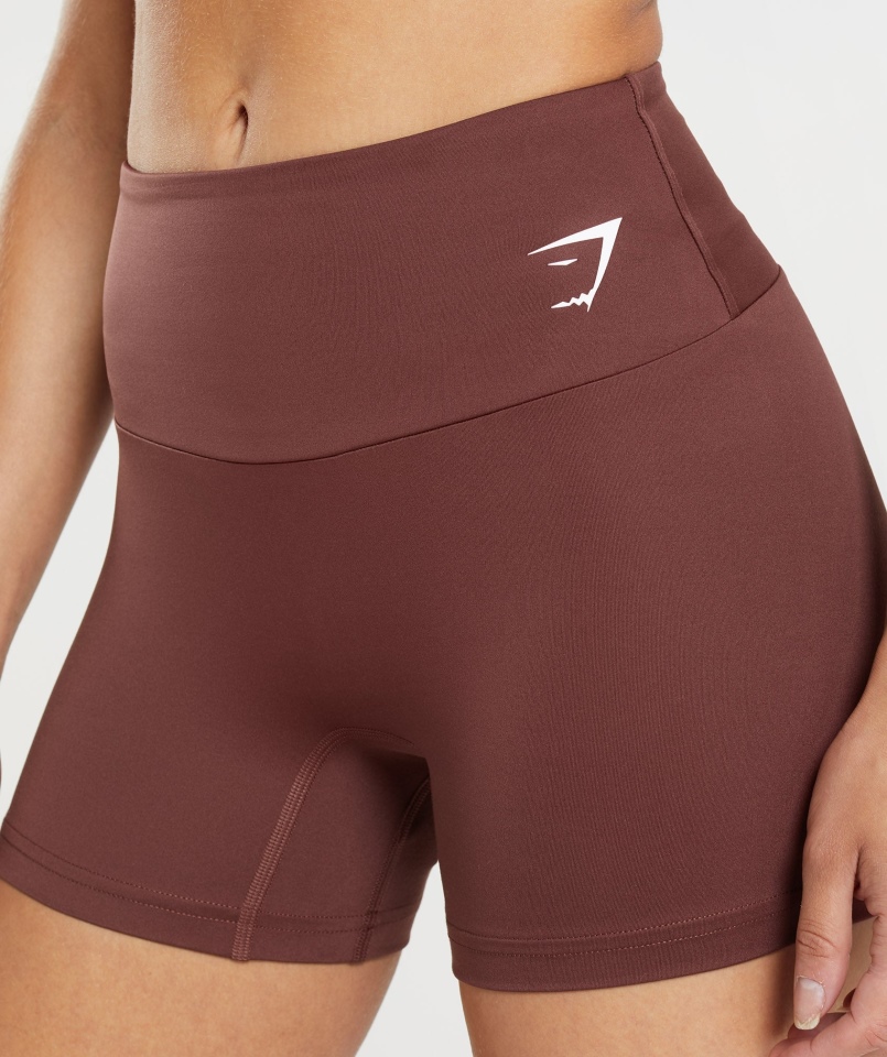 Gymshark Treningowe Obcisłe Spodenki Wiśniowe Brązowe