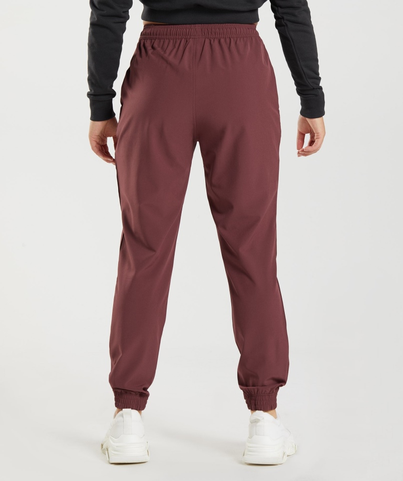 Gymshark Treningowe Tkane Joggery Wiśniowe Brązowe