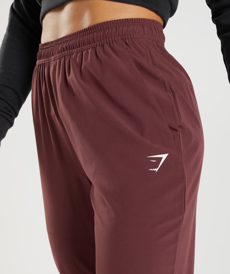 Gymshark Treningowe Tkane Joggery Wiśniowe Brązowe