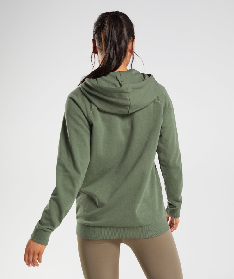 Gymshark Treningowa Bluza Z Kapturem Na Zamek Rdzeń Oliwkowa