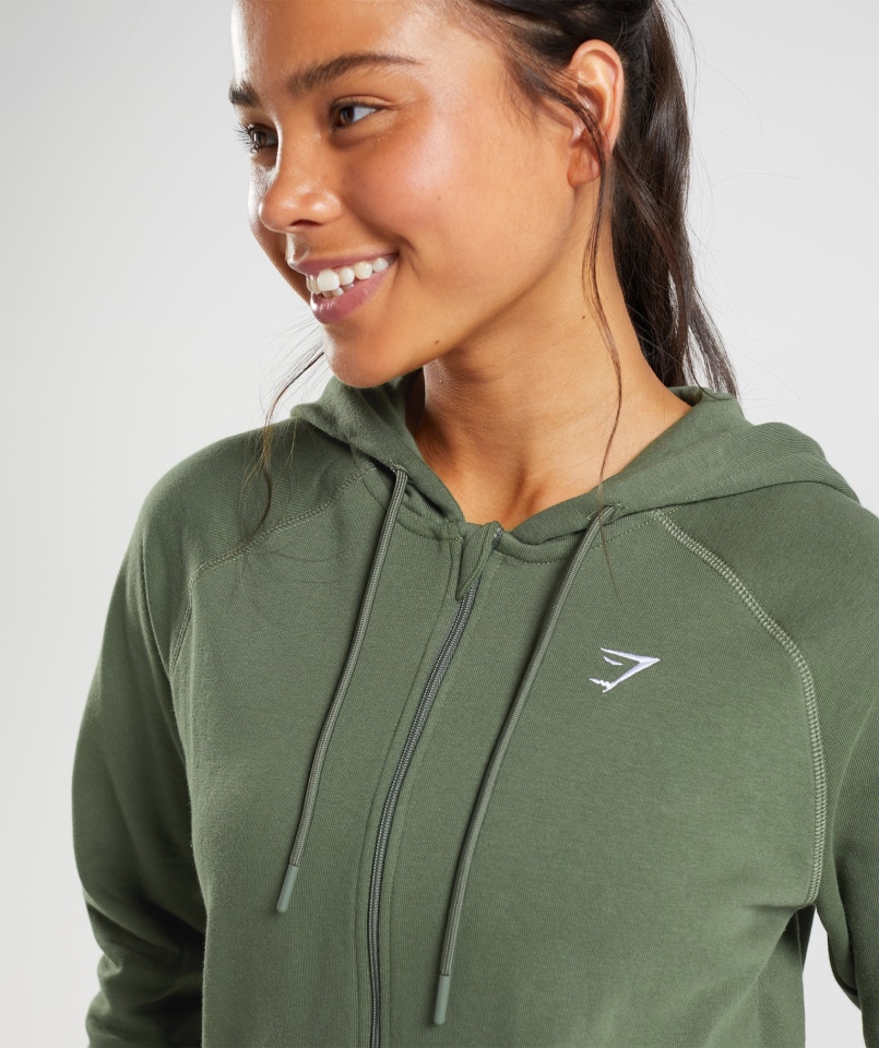Gymshark Treningowa Bluza Z Kapturem Na Zamek Rdzeń Oliwkowa