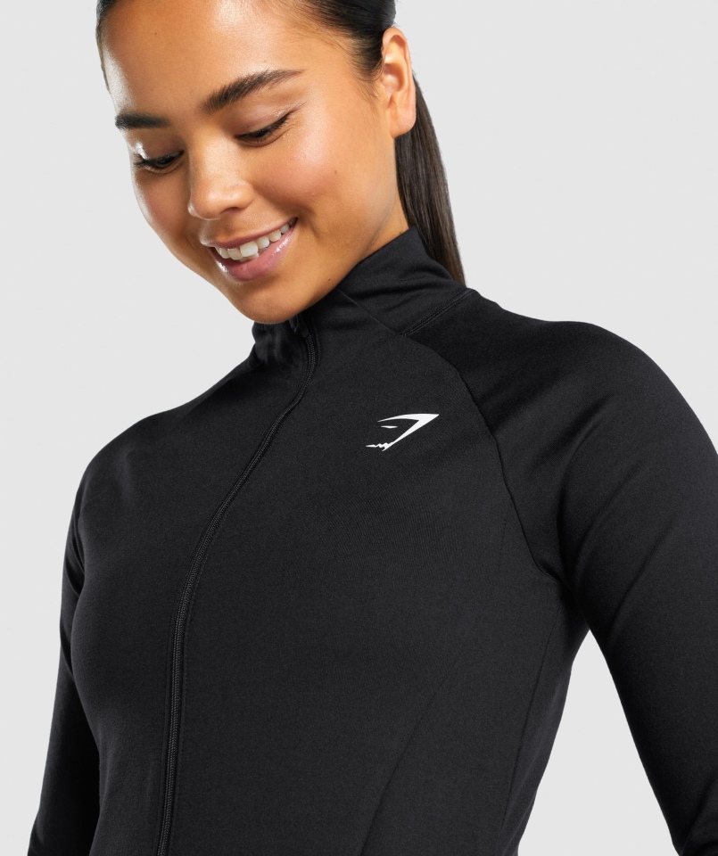 Gymshark Treningowy Zamek Błyskawiczny Czarny