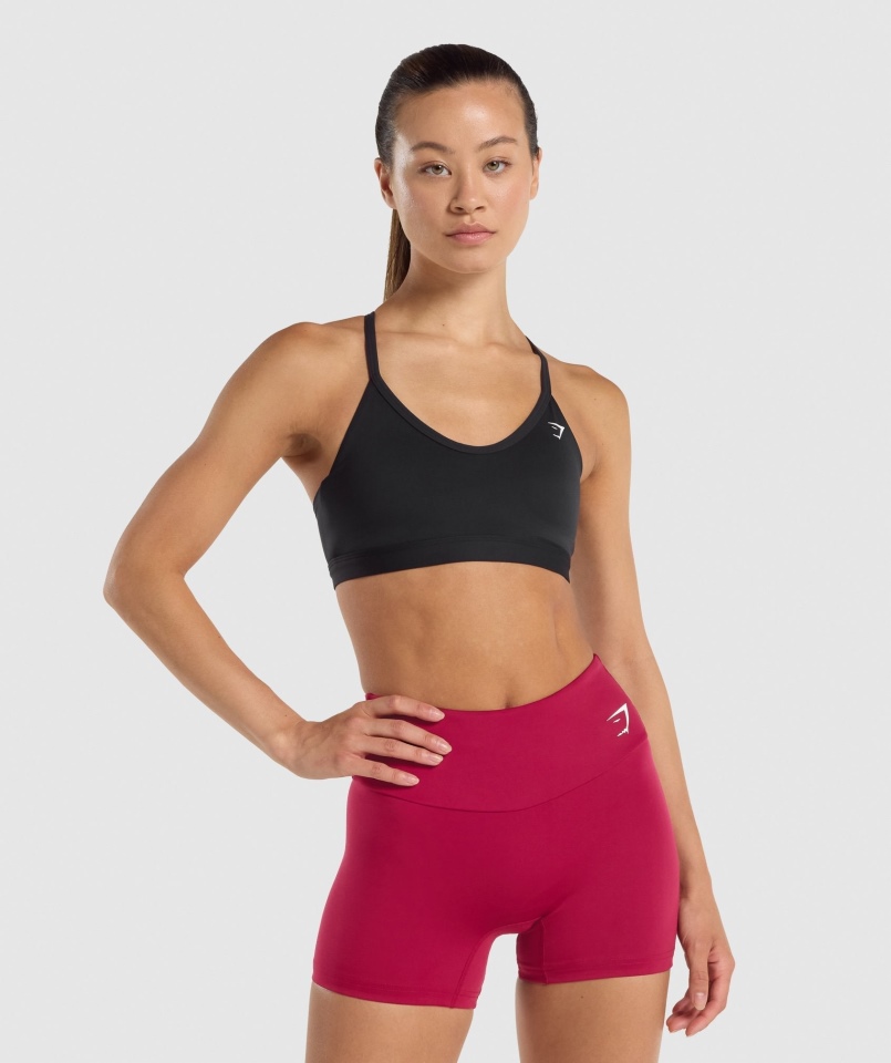 Gymshark Biustonosz Sportowy Z Dekoltem W Szpic Czarny