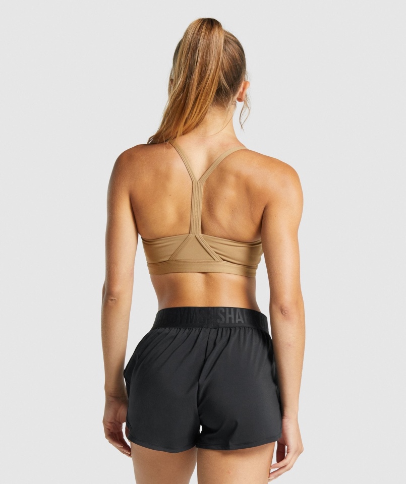 Gymshark Biustonosz Sportowy Z Dekoltem W Serek Jasnobrązowy