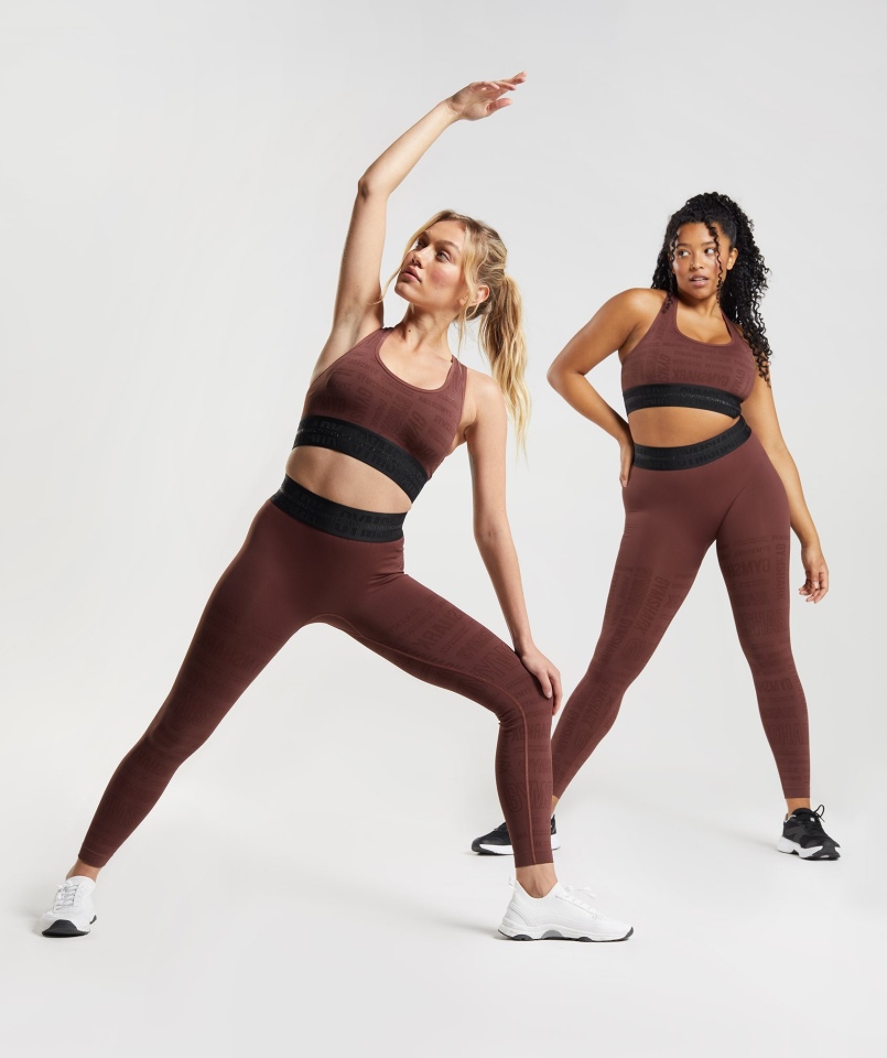Legginsy Gymshark Vision Wiśniowe Brązowe