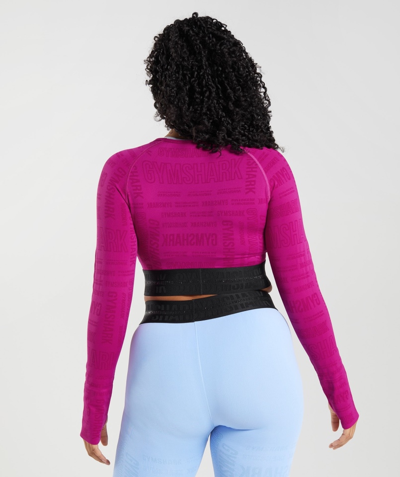 Gymshark Vision Crop Top Z Długim Rękawem Smok Różowy