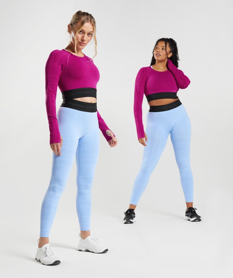 Gymshark Vision Crop Top Z Długim Rękawem Smok Różowy
