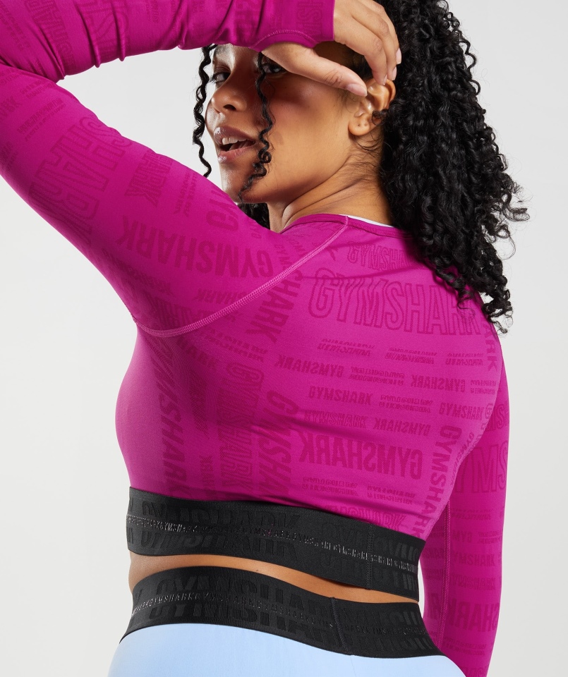 Gymshark Vision Crop Top Z Długim Rękawem Smok Różowy