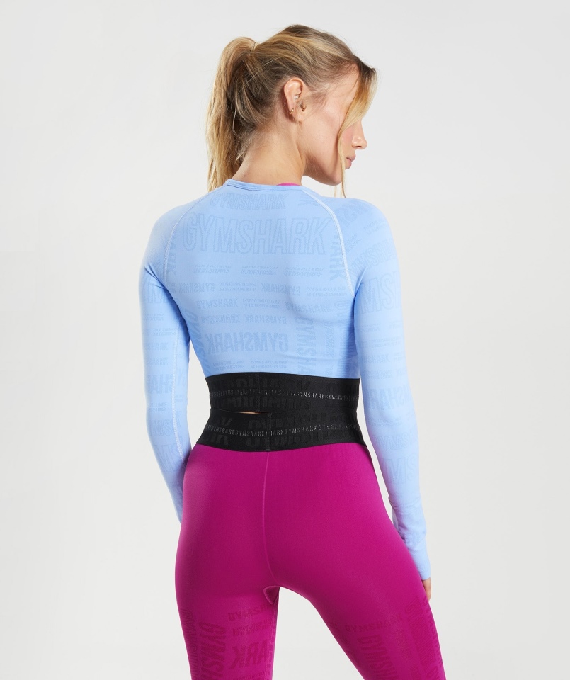 Gymshark Vision Crop Top Z Długim Rękawem Moonstone Blue