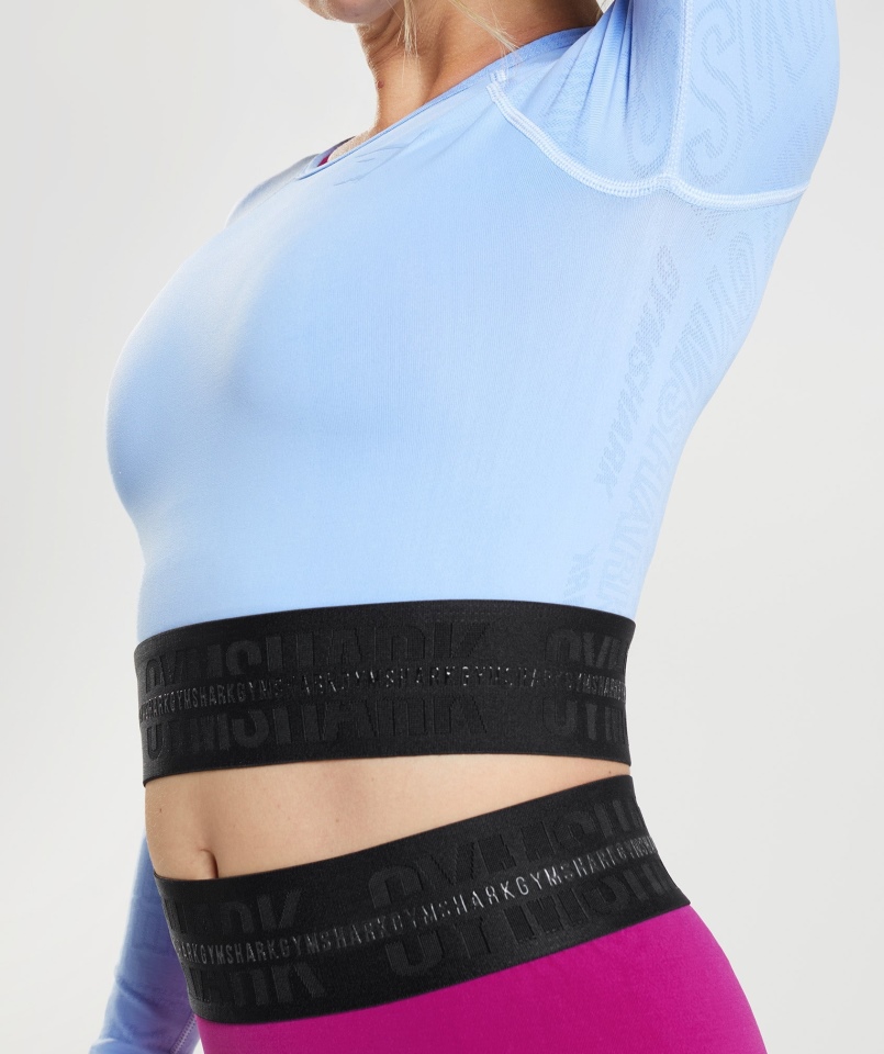 Gymshark Vision Crop Top Z Długim Rękawem Moonstone Blue