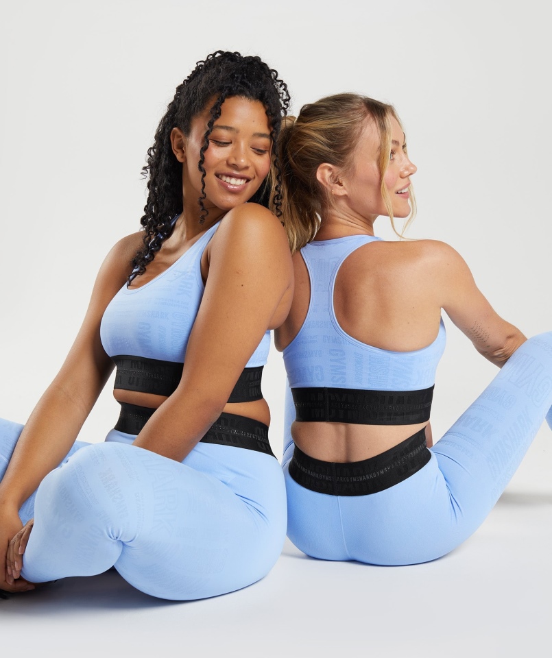 Gymshark Vision Biustonosz Sportowy Moonstone Niebieski