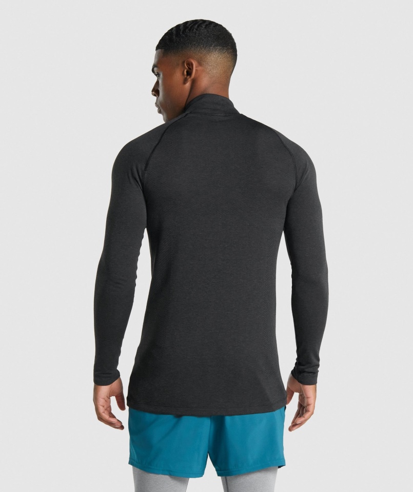Gymshark Vital Light Z Suwakiem 1/4 Czarny Melanż