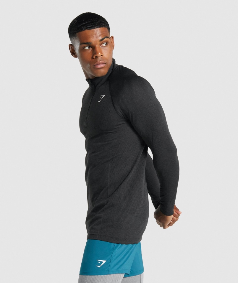 Gymshark Vital Light Z Suwakiem 1/4 Czarny Melanż