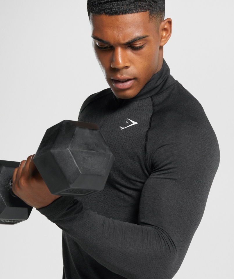 Gymshark Vital Light Z Suwakiem 1/4 Czarny Melanż
