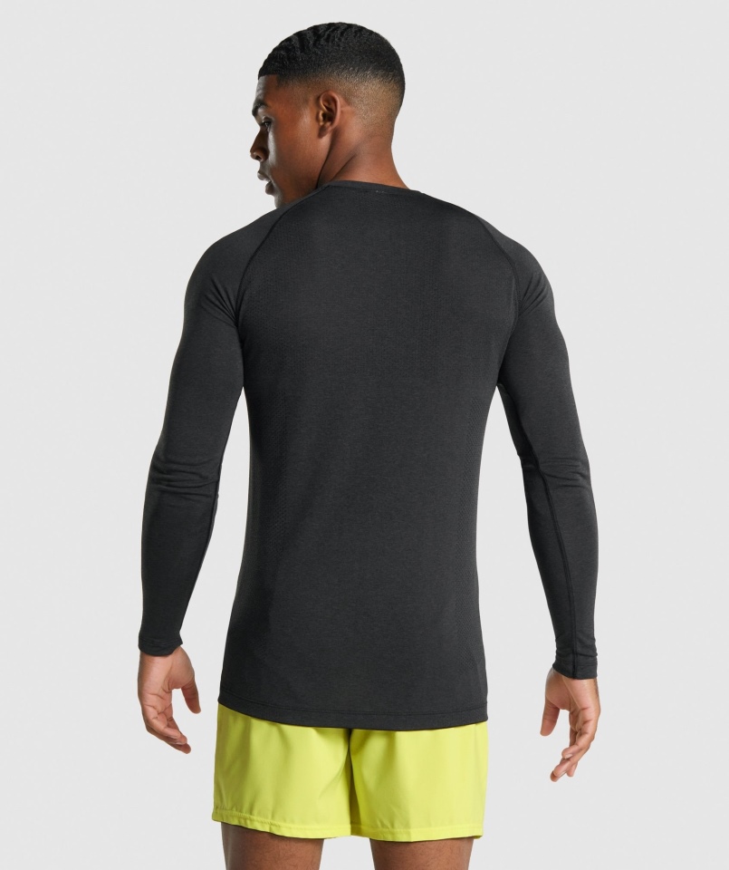 Gymshark Vital Light Bezszwowa Koszulka Z Długim Rękawem Czarna Marl
