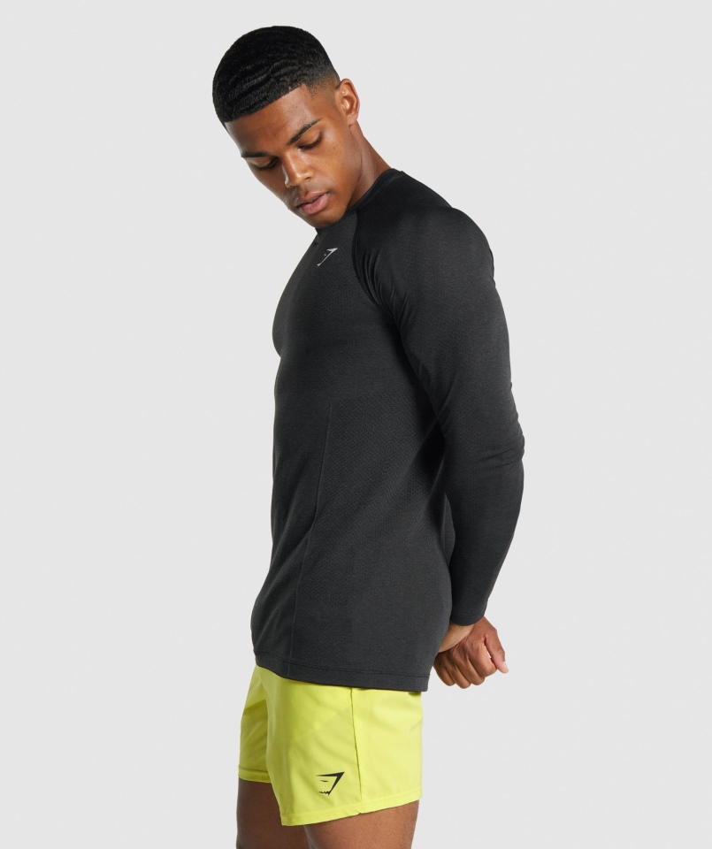 Gymshark Vital Light Bezszwowa Koszulka Z Długim Rękawem Czarna Marl