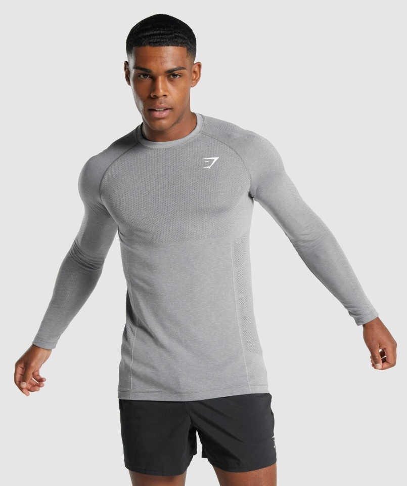 Gymshark Vital Light Bezszwowa Koszulka Z Długim Rękawem Antracytowy Marl