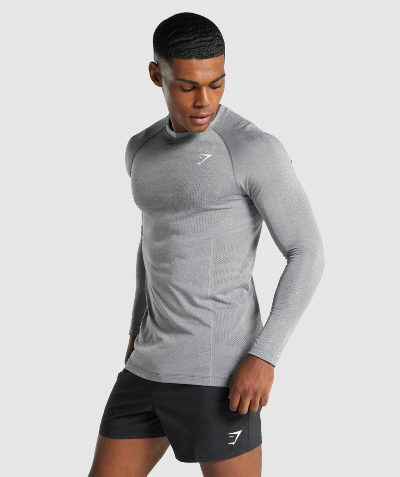 Gymshark Vital Light Bezszwowa Koszulka Z Długim Rękawem Antracytowy Marl