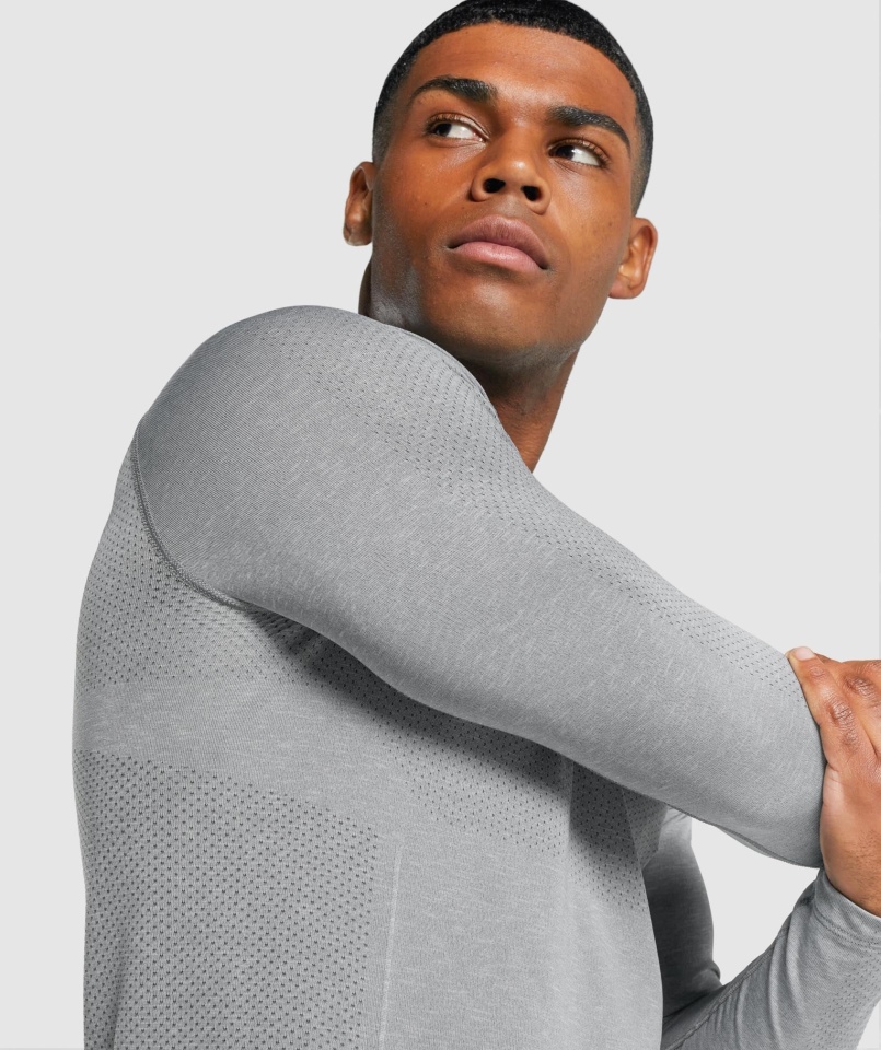 Gymshark Vital Light Bezszwowa Koszulka Z Długim Rękawem Antracytowy Marl