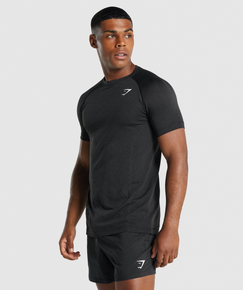 Gymshark Vital Light Bezszwowa Koszulka Czarna Marl