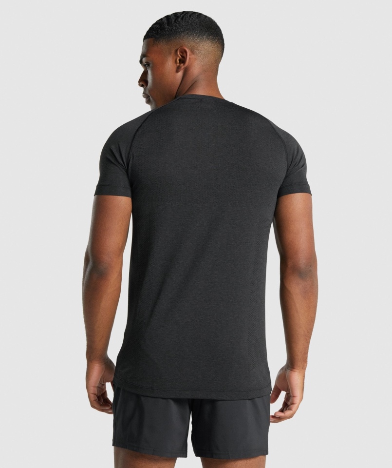 Gymshark Vital Light Bezszwowa Koszulka Czarna Marl