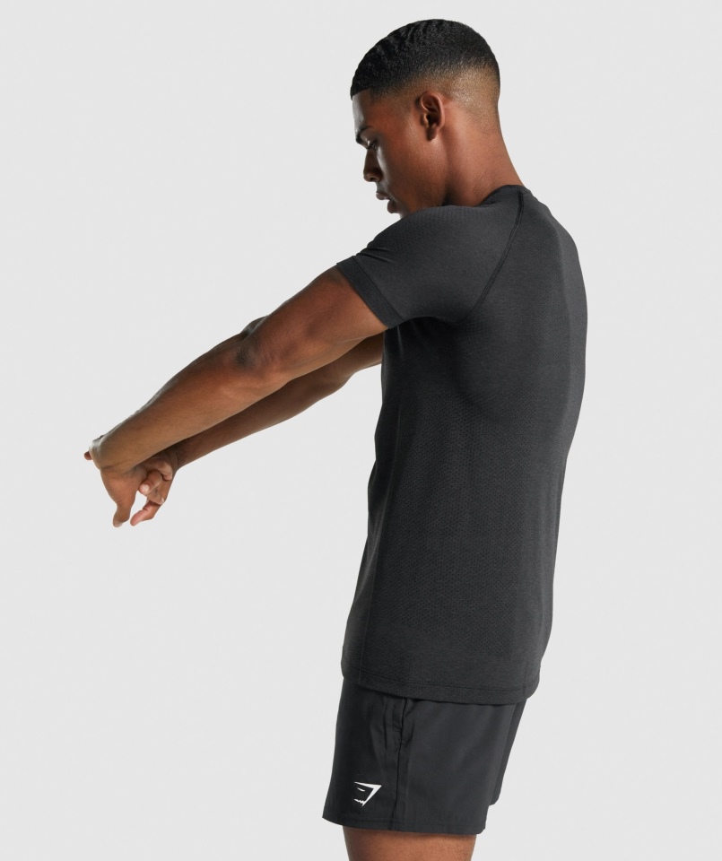 Gymshark Vital Light Bezszwowa Koszulka Czarna Marl