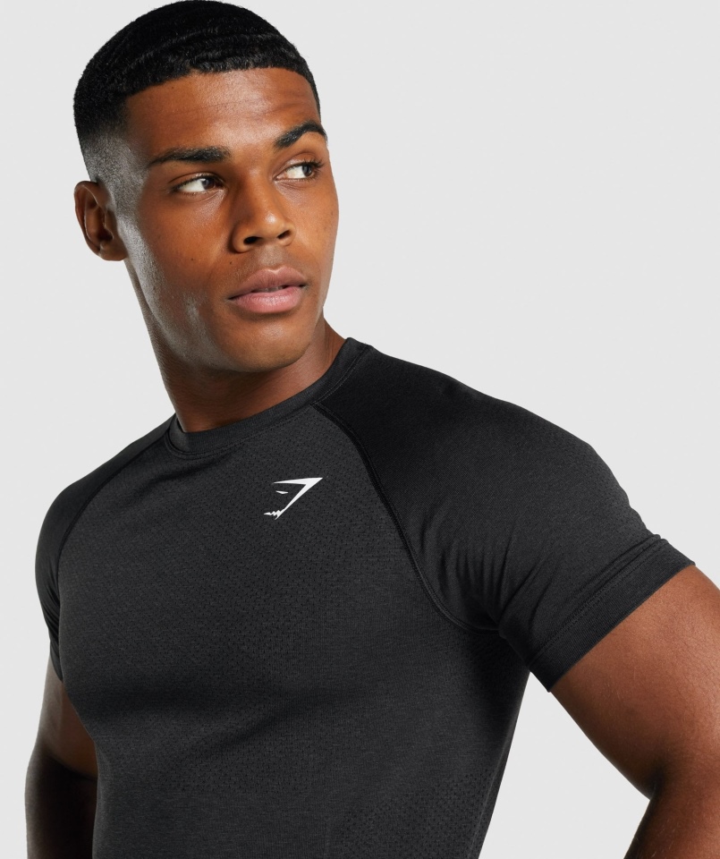Gymshark Vital Light Bezszwowa Koszulka Czarna Marl