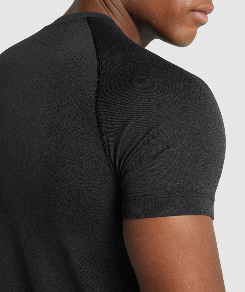 Gymshark Vital Light Bezszwowa Koszulka Czarna Marl