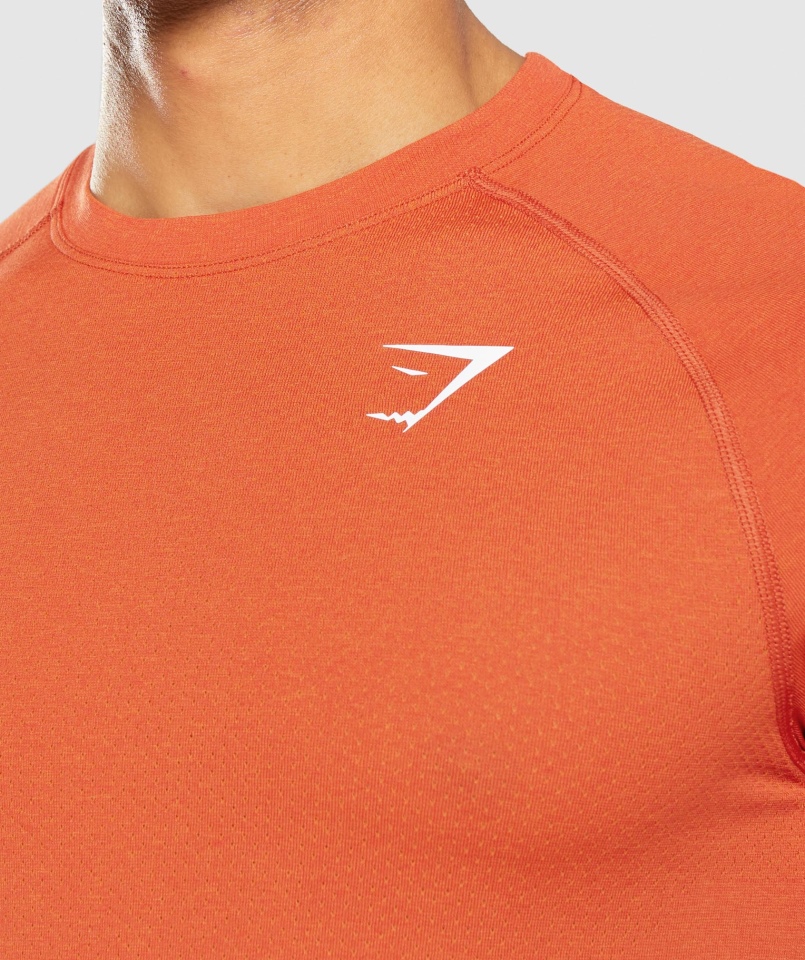 Gymshark Vital Light Bezszwowa Koszulka Papaja Pomarańczowa Marl