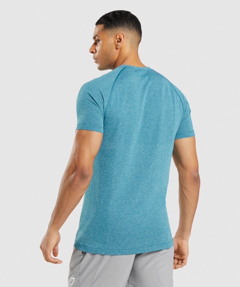 Gymshark Vital Light Bezszwowa Koszulka Tahoe Turkusowy Marl