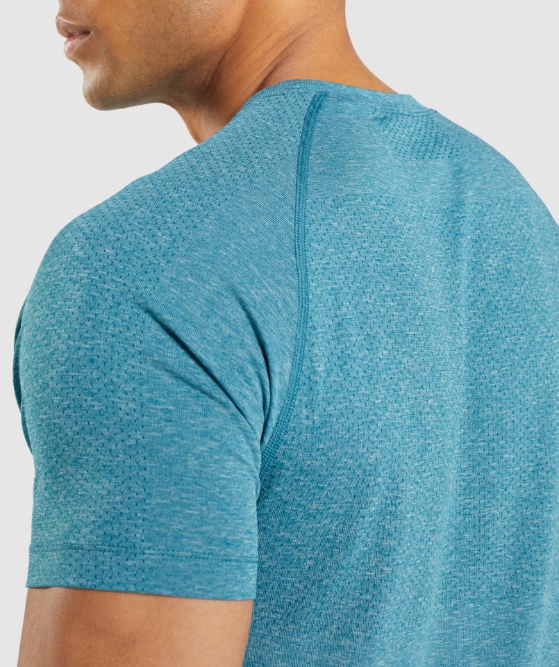 Gymshark Vital Light Bezszwowa Koszulka Tahoe Turkusowy Marl