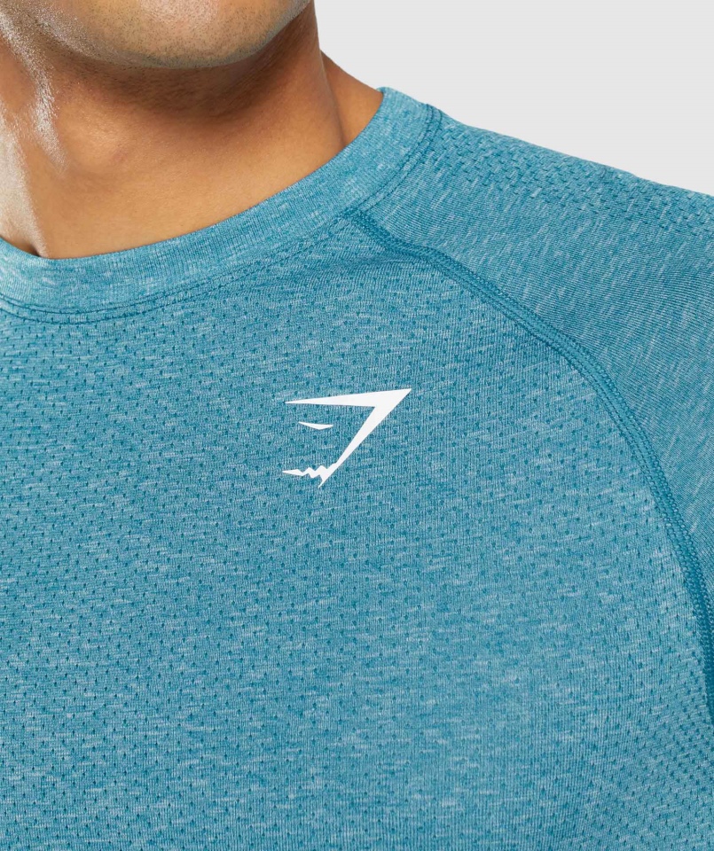 Gymshark Vital Light Bezszwowa Koszulka Tahoe Turkusowy Marl