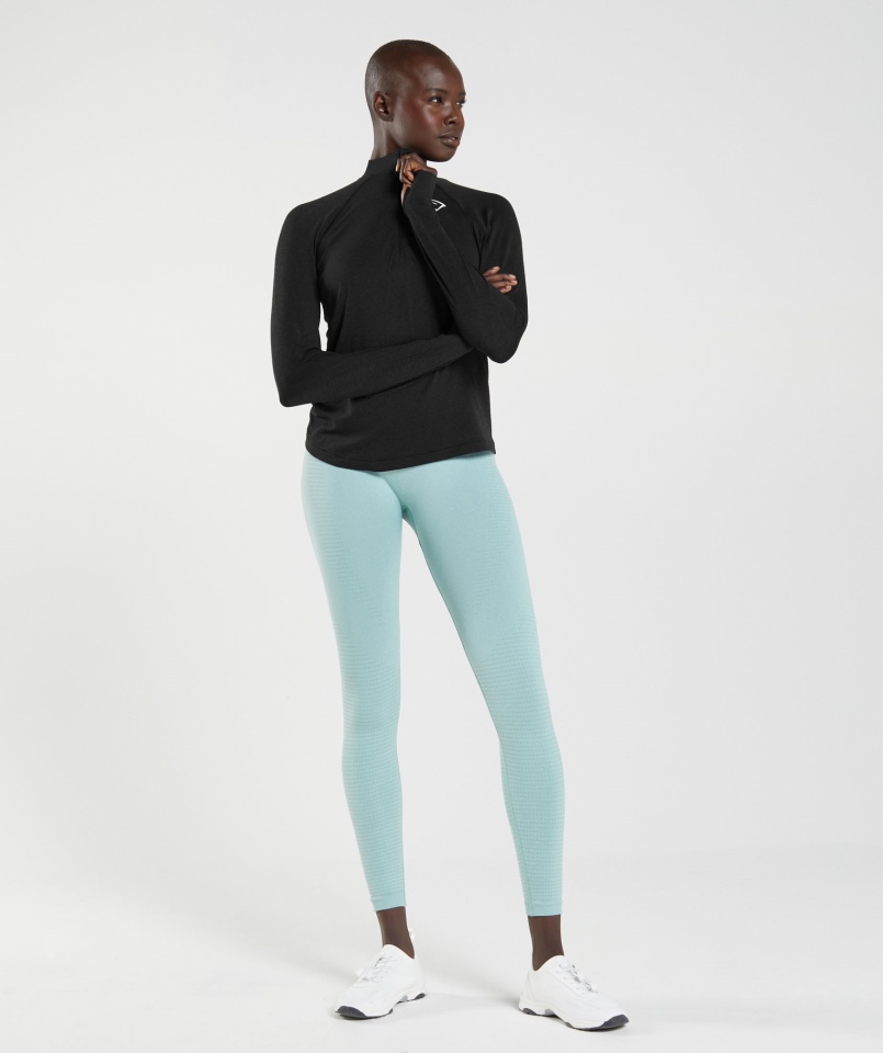 Gymshark Vital Bezszwowa Bluza Z Suwakiem 2.0 1/2, Czarna Melanż