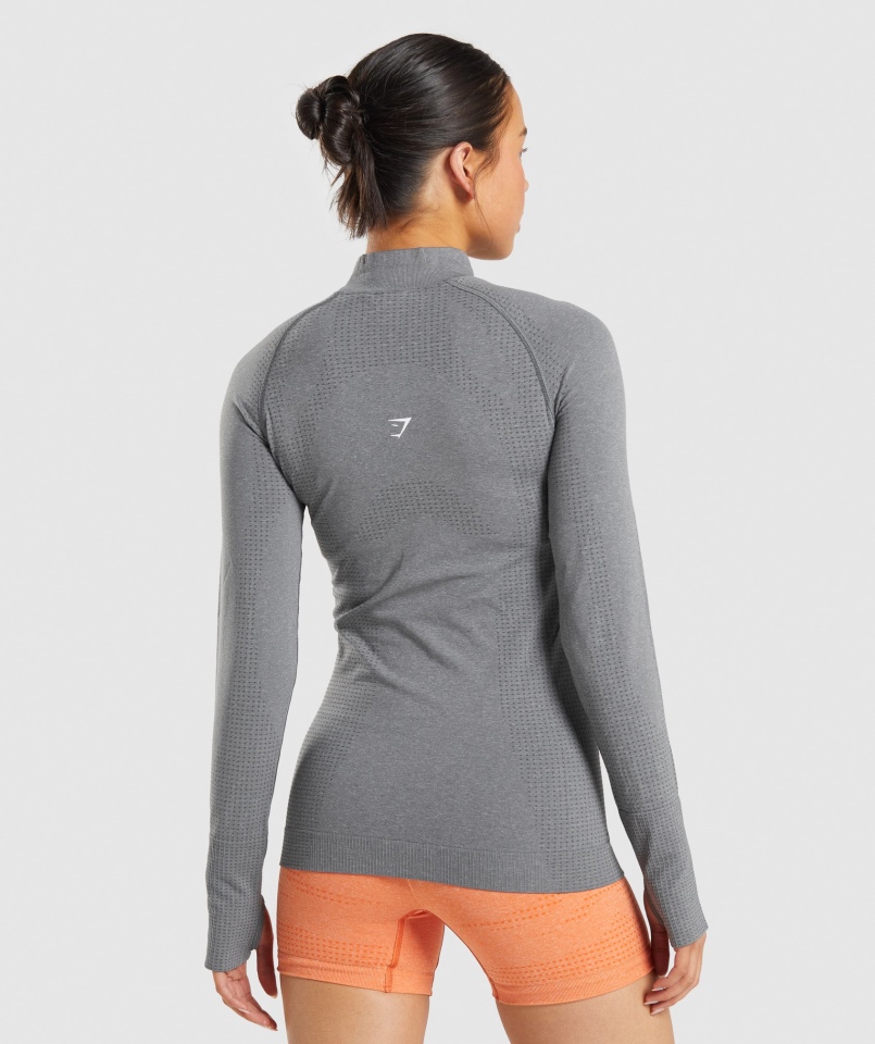Gymshark Vital Bezszwowa Bluza Z Suwakiem 2.0 1/2 Smokey Grey Marl