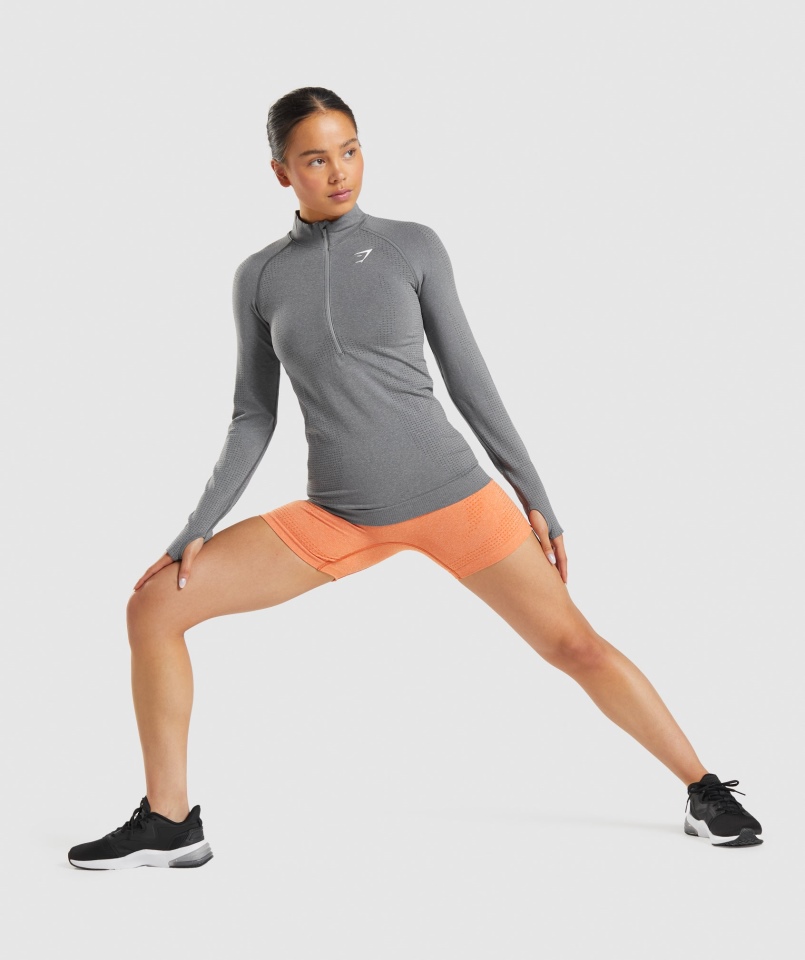 Gymshark Vital Bezszwowa Bluza Z Suwakiem 2.0 1/2 Smokey Grey Marl