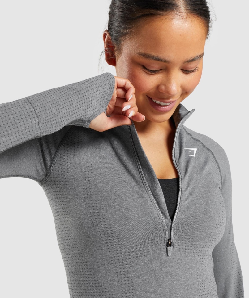 Gymshark Vital Bezszwowa Bluza Z Suwakiem 2.0 1/2 Smokey Grey Marl