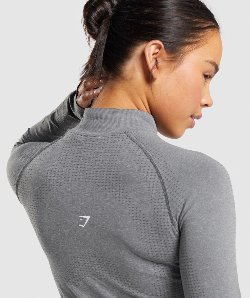 Gymshark Vital Bezszwowa Bluza Z Suwakiem 2.0 1/2 Smokey Grey Marl