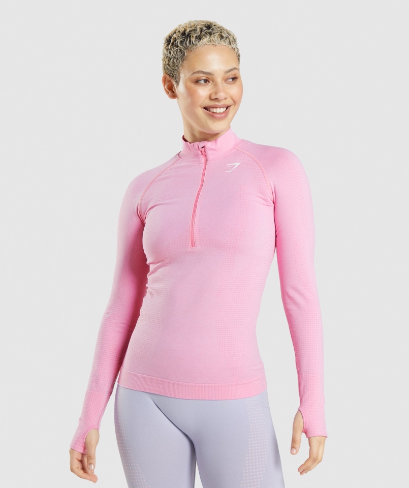 Gymshark Vital Bezszwowa Bluza Z Suwakiem 2.0 1/2 Sorbet Pink Marl